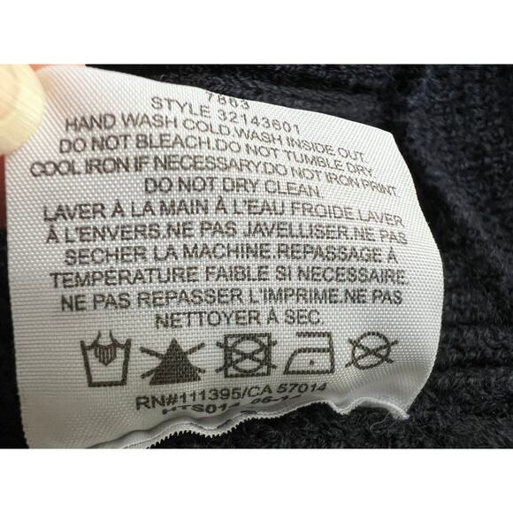 Tory Burch Womens XLarge Merino Wool Textured Knit Sweater Navy Metallic Blue - Picture 9 of 10